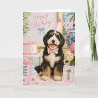 Preppy Bernedoodle Födelsedagskort Kort