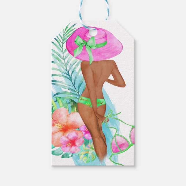 Preppy Bikini Bride Bachelorette Party Tack Presentetikett (Framsidan)