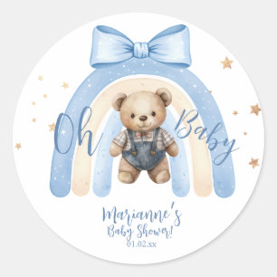 Preppy Björn Luvan Pojke Casual Baby Shower Runt Klistermärke