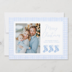 Preppy blå akvarell chinoiserie strumpor julkort
