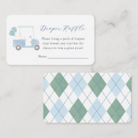 Preppy Blå Golfvagn Blöja Lotteri Baby Shower