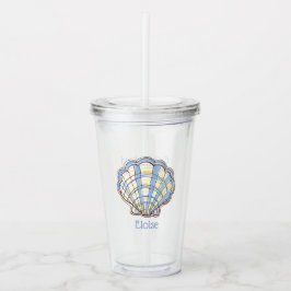 Preppy Blå och Gul Rutig Scallop Snigelskal Take Away Mugg