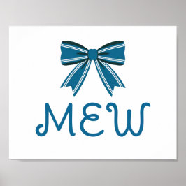 Preppy blå och vit banderoll monogram poster