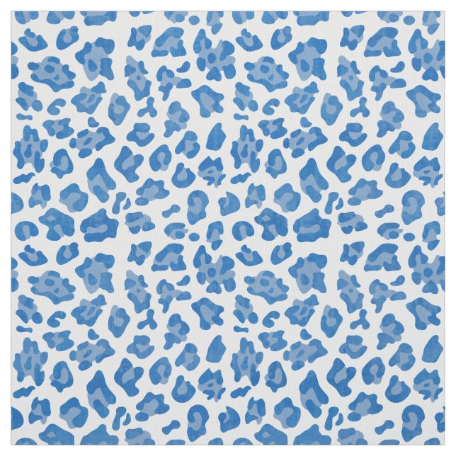 Preppy Blå Och Vit Leopardsmink Mönster Tyg (Provkarta)