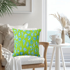 Preppy Blå och Vita Snigelskal / Coastal Lime Kudde