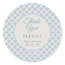 Preppy Blå Rutig Baby Shower