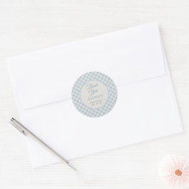 Preppy Blå Rutig Baby Shower Runt Klistermärke
