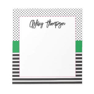 Preppy Black and White Dot Rand Anteckningsblock