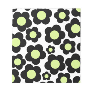 Preppy Black Neon Grönt Hippie Flower Mönster Anteckningsblock