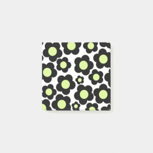 Preppy Black Neon Grönt Hippie Flower Mönster Post-it Block