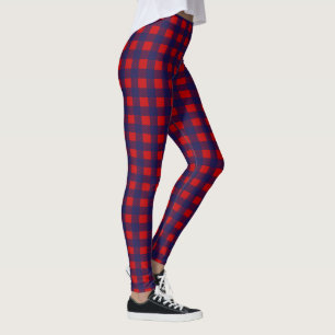 Preppy blått & röd pläd leggings