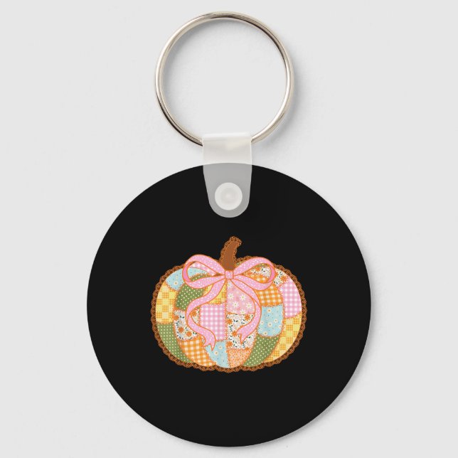 Preppy Blommigt Patchwork Pumpkin Coquette Snöre F Nyckelring (Framsida)