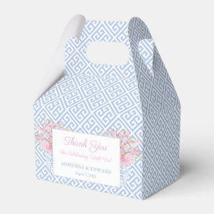 Preppy Blue and Rosa Chinoiserie Chic Bröllop Presentaskar