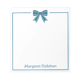 Preppy Blue and White Bow Personalized Anteckningsblock