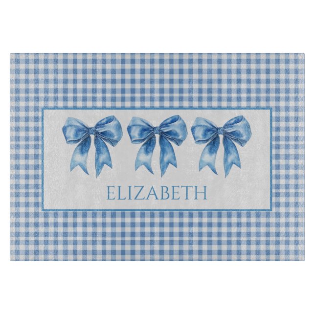Preppy Blue and White Gingham and Bow (Framsidan)