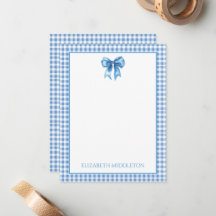 Preppy Blue and White Gingham and Bow