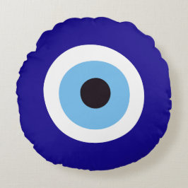 Preppy Blue Evil Öga Rund Kudde