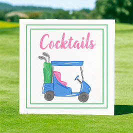Preppy Blue Golf Cart Cocktailfest Pappersservett