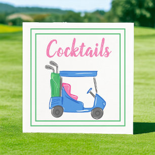 Preppy Blue Golf Cart Cocktailfest Pappersservett