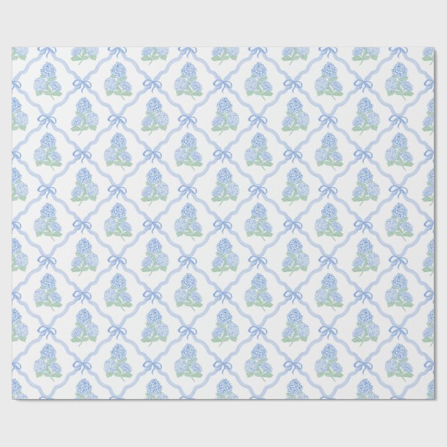 Preppy Blue Green Hydrangeas Presentpapper (Platt)