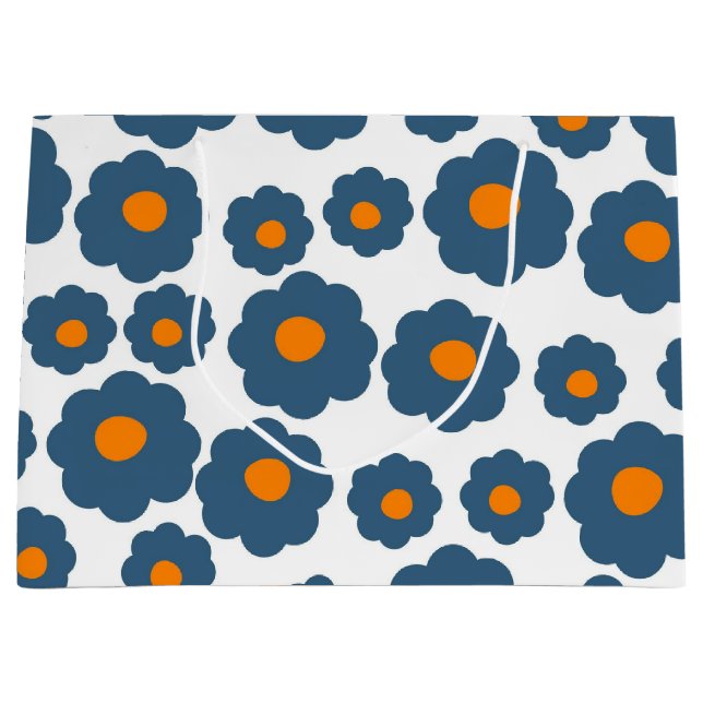 Preppy Blue Orange Hippie Flower Mönster (Framsidan)