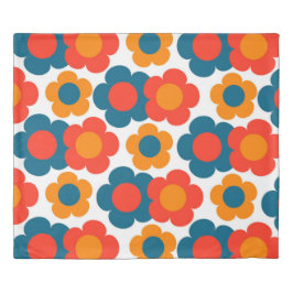 Preppy Blue Orange Hippie Flower Mönster
