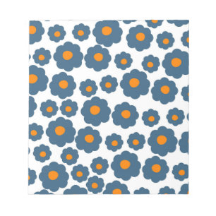 Preppy Blue Orange Hippie Flower Mönster Anteckningsblock