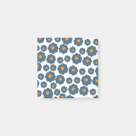 Preppy Blue Orange Hippie Flower Mönster Post-it Block