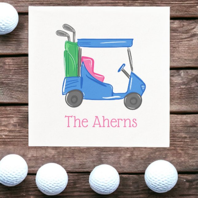 Preppy Blue Personlig Golf Cart Pappersservett (Skapare uppladdad)