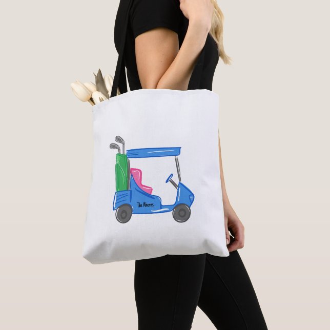 Preppy Blue Personlig Golf Cart Tote Bag Tygkasse (Närbild)