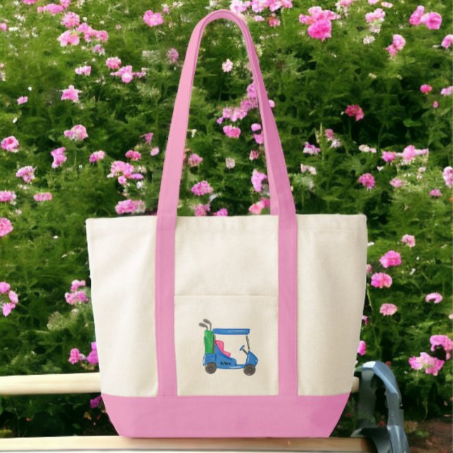 Preppy Blue Personlig Golf Cart Tote Bag Tygkasse (Skapare uppladdad)