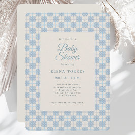 Preppy Blue Plaid Baby Shower Invitation Inbjudningar