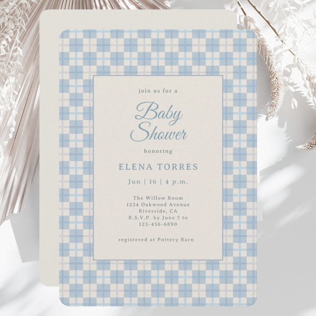 Preppy Blue Plaid Baby Shower Invitation Inbjudningar (Skapare uppladdad)