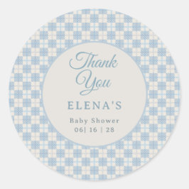 Preppy Blue Plaid Baby Shower  Runt Klistermärke