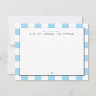 Preppy Blue Rand & Heart Pojke Tack Anteckningskort