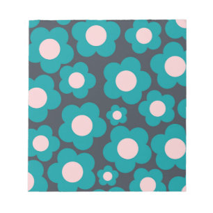 Preppy Blue Rosa Hippie Flower Mönster Anteckningsblock