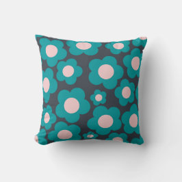 Preppy Blue Rosa Hippie Flower Mönster Kudde