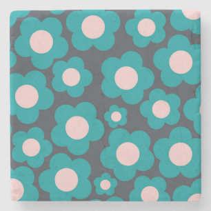 Preppy Blue Rosa Hippie Flower Mönster Stenunderlägg