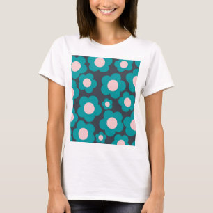 Preppy Blue Rosa Hippie Flower Mönster T Shirt