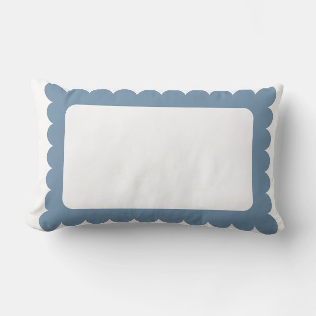 Preppy blue scallop kant lumbarkudde (Framsida)