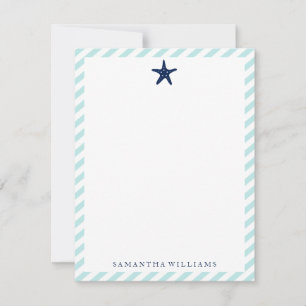 Preppy Blue Starfish på Mint Rand Note Card Inbjudningar