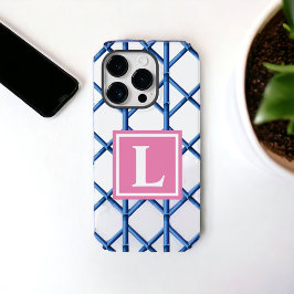 Preppy Blue Trellis Bamboo Mönster Monogram