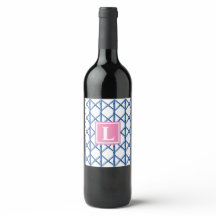 Preppy Blue Trellis Bamboo Mönster Monogram