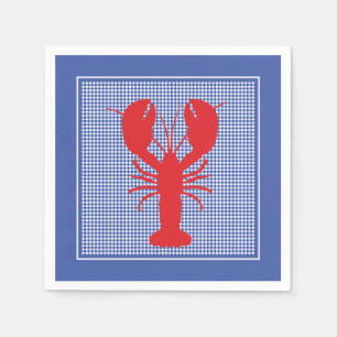 Preppy Blue White Gingham Red Lobster Bake Picnic Pappersservett