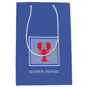 Preppy Blue White Gingham Red Lobster Coastal Town