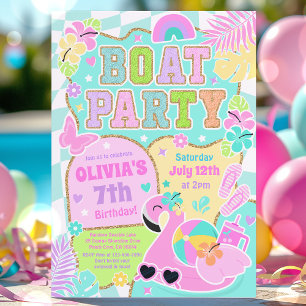 Preppy Boat Födelsedagsfest Sjö BBQ Boat Party Inbjudningar