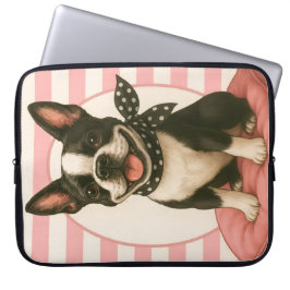 Preppy Boston Terrier Laptop Fodral