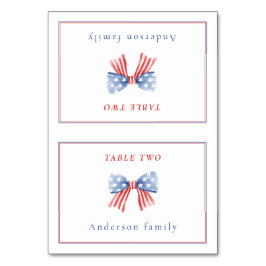 Preppy Bow 4th of July BBQ Foldable Name Card Bordsnummer