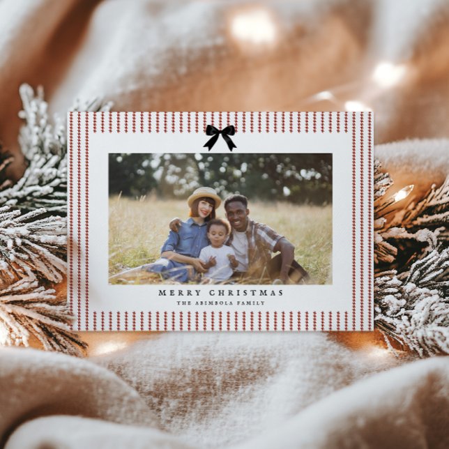 Preppy Bow Crimson Rand Photo Julkort (Skapare uppladdad)