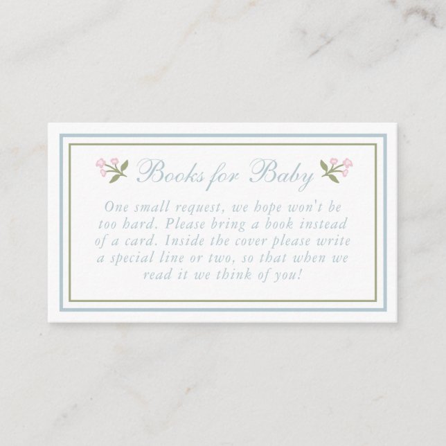 Preppy Bow Floral Diaper Raffle Enclosure Card Tilläggskort (Framsida)